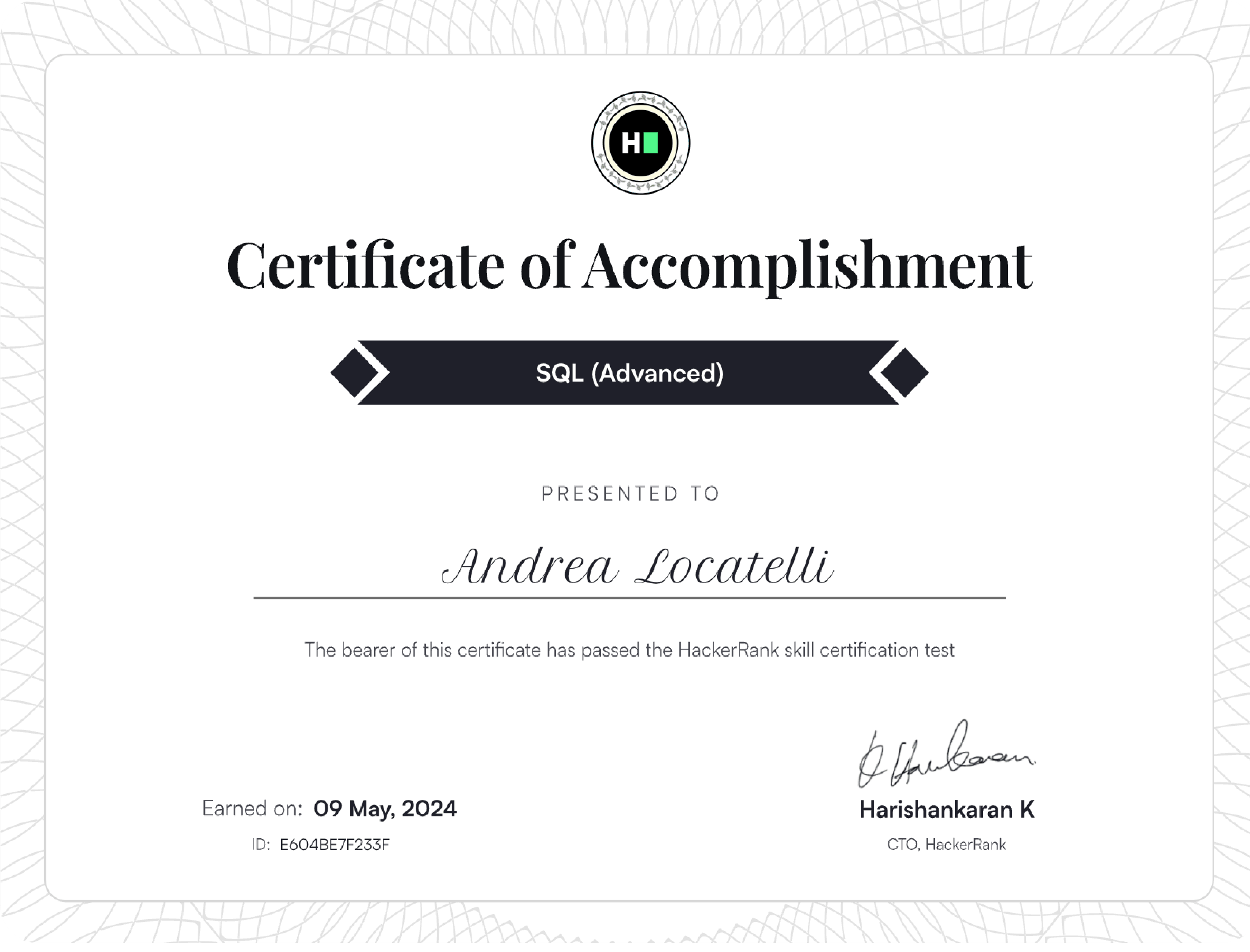Attestato: SQL (Advanced)